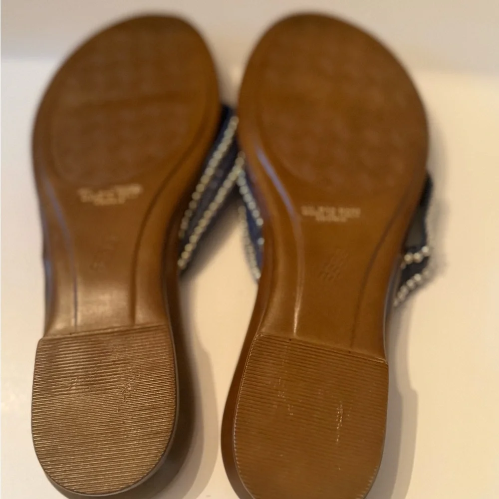 Italian Shoemakers Navy Blue Braided Toe-Post Sandals Women’s 9.5 NEW